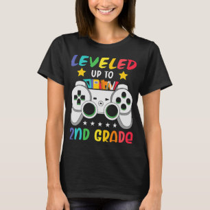 Leveled Up To 2nd Grade Boy Second Grade Crew Back T-Shirt