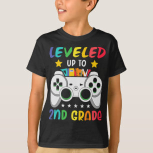 Leveled Up To 2nd Grade Boy Second Grade Crew Back T-Shirt