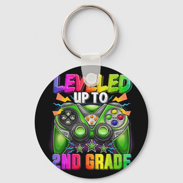 Leveled Up To 2nd Grade Gamer Back To School First Keychain (Front)