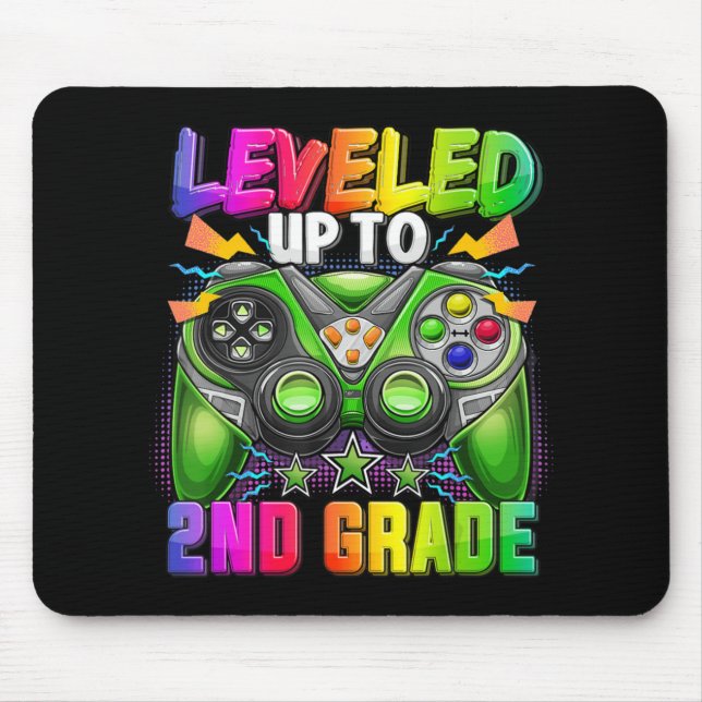 Leveled Up To 2nd Grade Gamer Back To School First Mouse Pad (Front)
