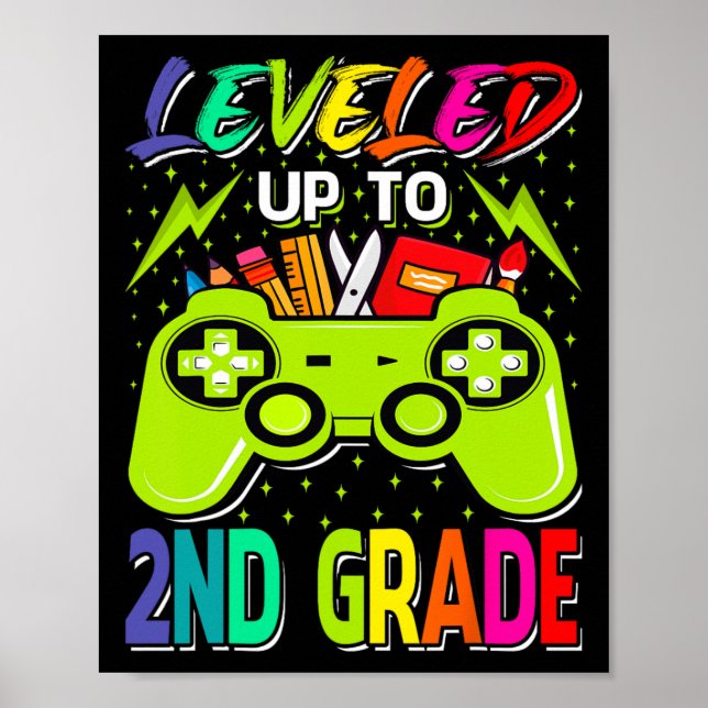 Leveled Up To 2nd Grade Gamer Back To School First Poster (Front)