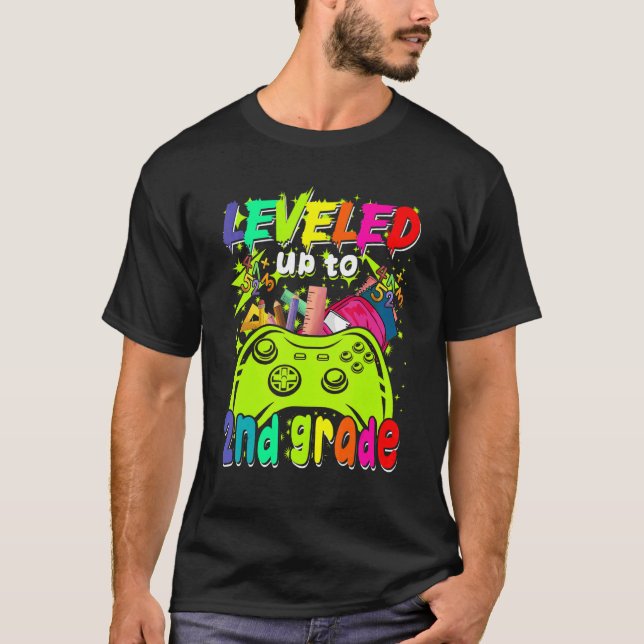 Leveled Up To 2nd Grade Gamer Back To School First T-Shirt (Front)