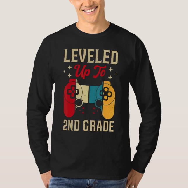 Leveled Up To 2nd Grade Gamer Back To School First T-Shirt (Front)