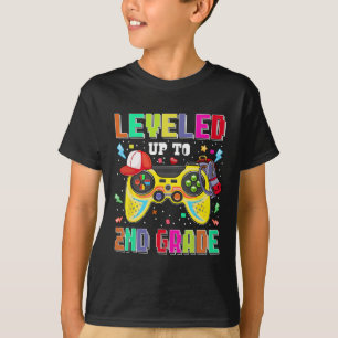 Leveled Up To 2nd Grade Gamer First Day Boys Back  T-Shirt