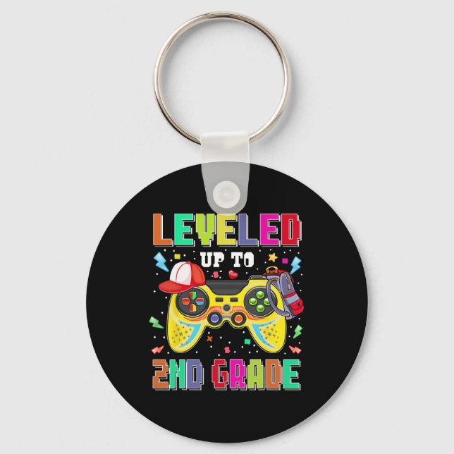 Leveled Up To 2nd Grade Gamer First Day Boys Ck To Keychain (Front)