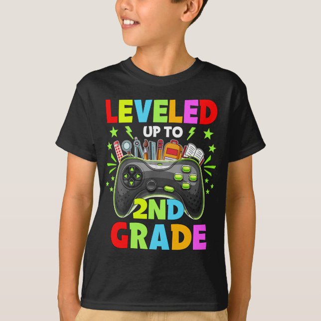 Leveled up to 2nd Grade Teacher 2nd Grade Back to  T-Shirt (Front)