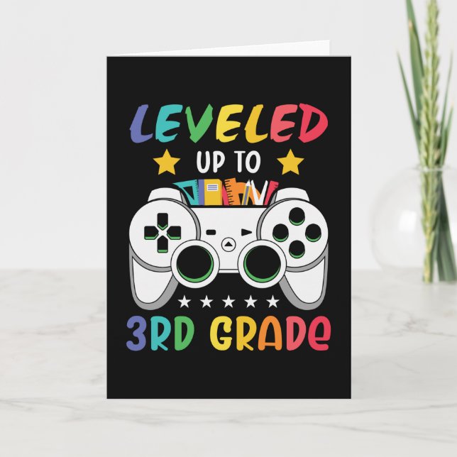 Leveled Up To 3rd Grade Back to School Video Gamer Card (Front)