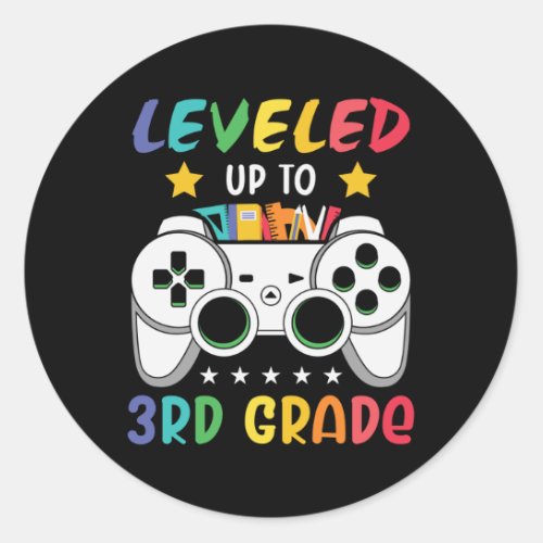 Leveled Up To 3rd Grade Back to School Video Gamer Classic Round Sticker