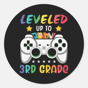 Leveled Up To 3rd Grade Back to School Video Gamer Classic Round Sticker