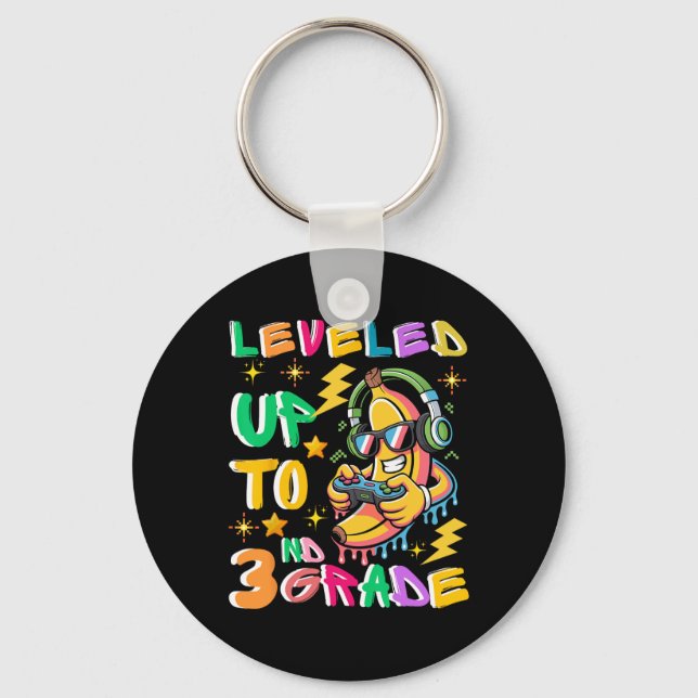 Leveled Up To 3rd Grade Banana Gamer Back To Schoo Keychain (Front)