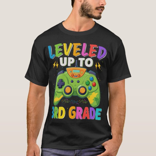 Leveled Up To 3rd Grade Gamer Back To School Boys  T-Shirt (Front)