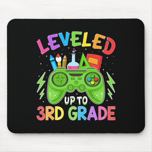Leveled Up To 3rd Grade Gamer Back To School First Mouse Pad (Front)