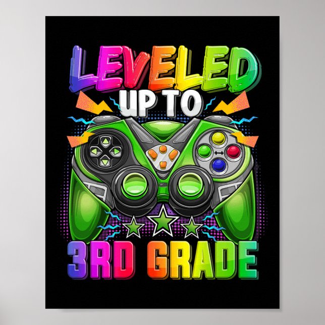 Leveled Up To 3rd Grade Gamer Back To School First Poster (Front)