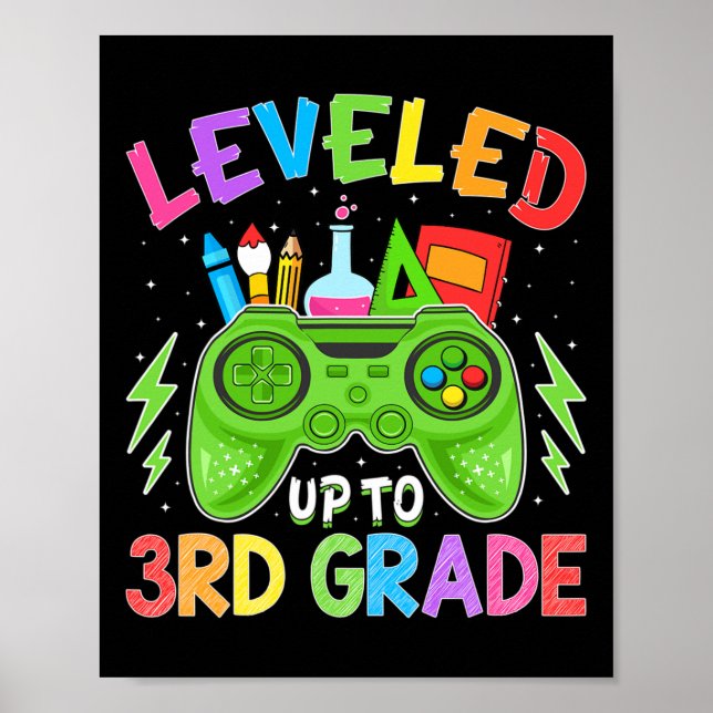 Leveled Up To 3rd Grade Gamer Back To School First Poster (Front)