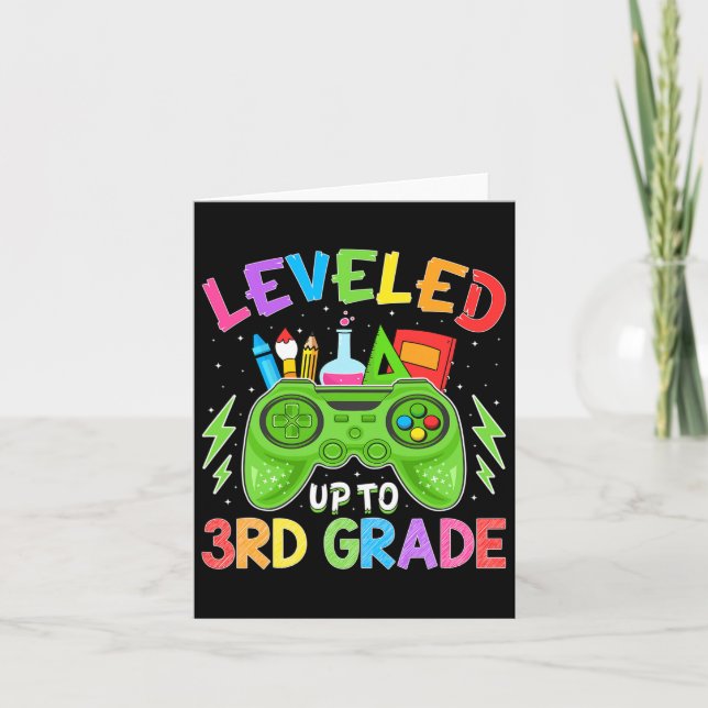 Leveled Up To 3rd Grade Gamer Ck To School First D Card (Front)