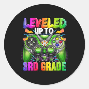 Leveled Up To 3rd Grade Gamer Ck To School First D Classic Round Sticker