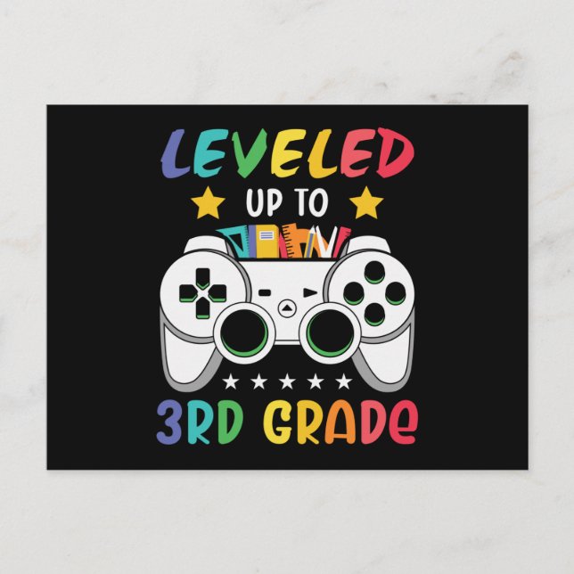 Leveled Up To 3rd Grade Video Game School Gift Postcard (Front)