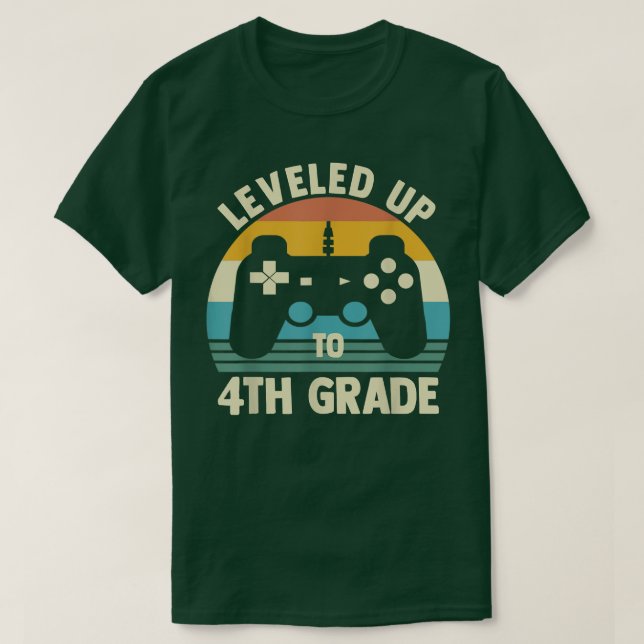 Leveled Up To 4th Grade Back To School Video Game  T-Shirt (Design Front)