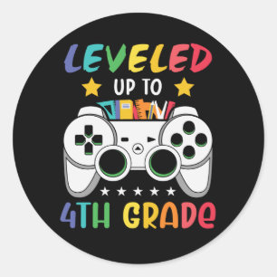 Leveled Up To 4th Grade Back to School Video Gamer Classic Round Sticker