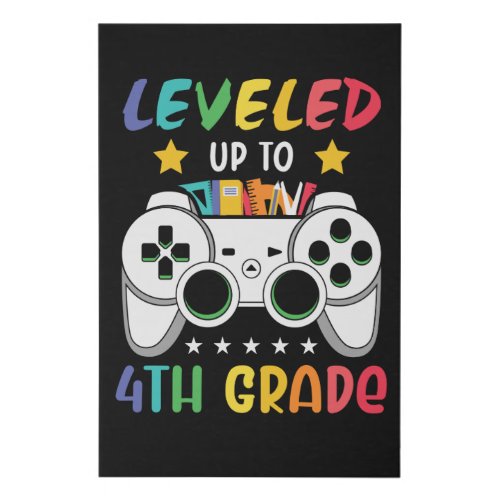 Leveled Up To 4th Grade Back to School Video Gamer Faux Canvas Print