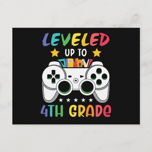 Leveled Up To 4th Grade Back to School Video Gamer Postcard