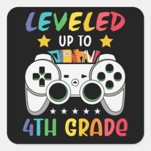 Leveled Up To 4th Grade Back to School Video Gamer Square Sticker