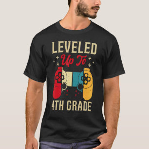 Leveled Up To 4th Grade Gamer Back To School First T-Shirt