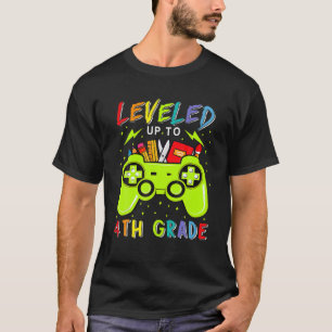 Leveled Up To 4Th Grade Gamer Back To School First T-Shirt