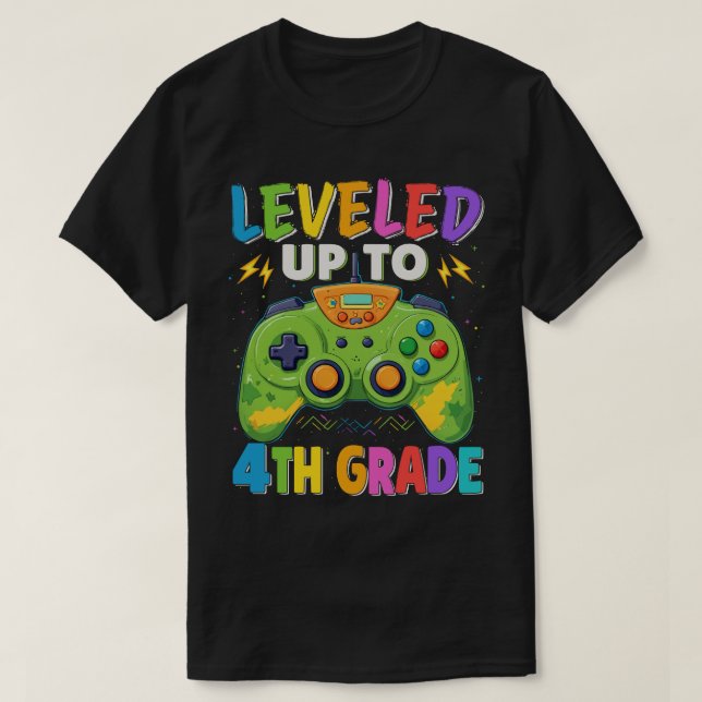 Leveled Up To 4th Grade Gamer Back To School T-Shirt (Design Front)