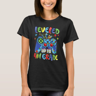 Leveled Up To 4th Grade Video Gamer Kids Boys Back T-Shirt