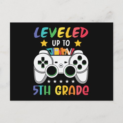 Leveled Up To 5th Grade Back to School Video Gamer Postcard