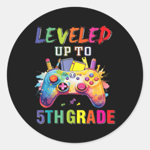Leveled Up To 5th Grade Fifth Grade Back To School Classic Round Sticker
