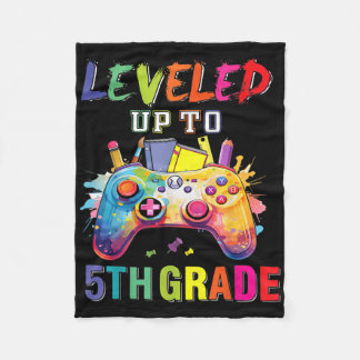 Leveled Up To 5th Grade Fifth Grade Back To School Fleece Blanket
