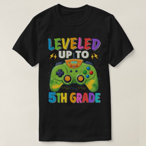 Leveled Up To 5th Grade Gamer Back To School T_Shirt