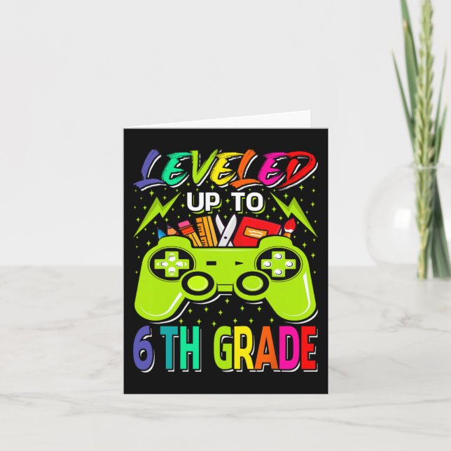 Leveled Up To 6th Grade Gamer Back To School First Card (Front)