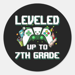 Leveled Up To 7th Grade Gamer Back To School Boys Classic Round Sticker