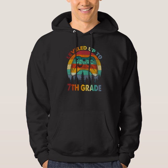 Leveled Up To 7th Grade Gamer Back To School First Hoodie (Front)