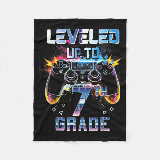 Leveled Up To 7th Grade Video Gamer Back To School Fleece Blanket