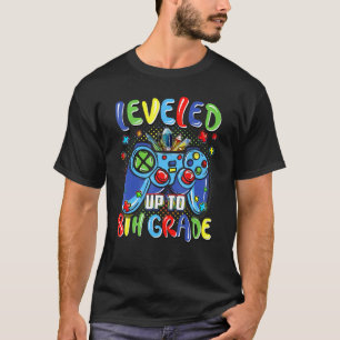 Leveled Up To 8th Grade Video Gamer Kids Boys Back T-Shirt