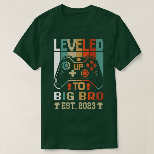 Leveled Up To Big Bro Est  T-Shirt (Design Front)