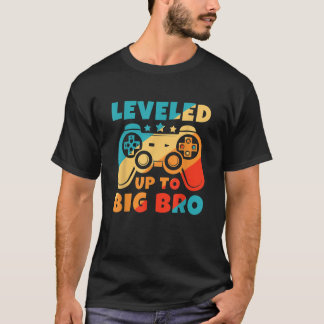 Leveled up to Big Bro New Brother Funny Gamer T-Shirt