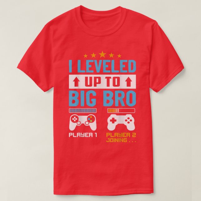 Leveled Up To Big Bro Pregnancy Announcement Playe T-Shirt (Design Front)