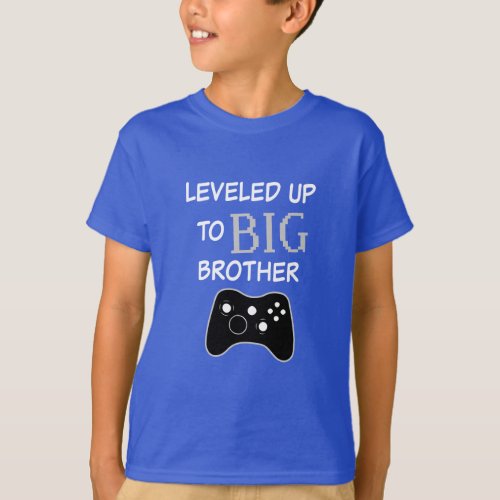 Leveled up to Big Brother Boys Gaming shirt funny