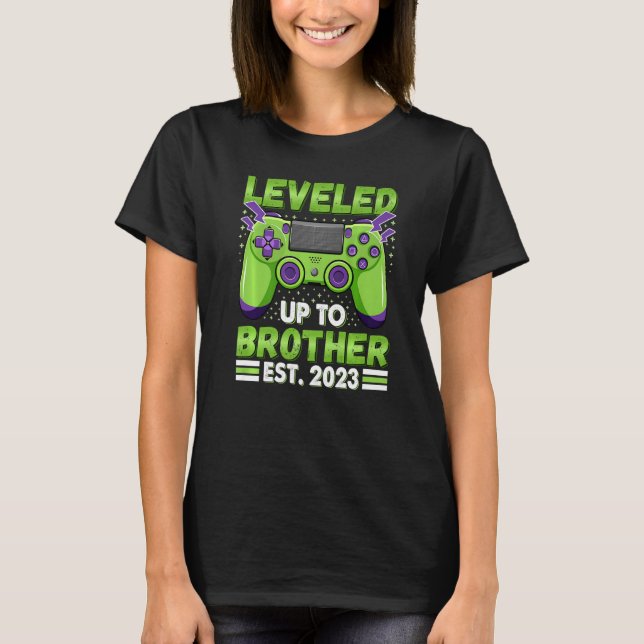 Leveled Up To Brother 2023 Promoted To Big Bro 202 T-Shirt (Front)