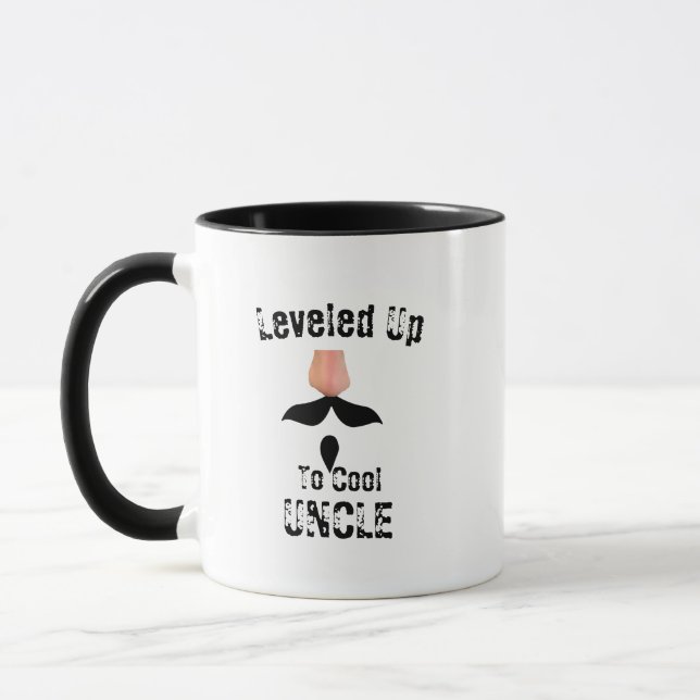 Leveled Up To Cool Uncle Funny Fathers Day Mug (Left)