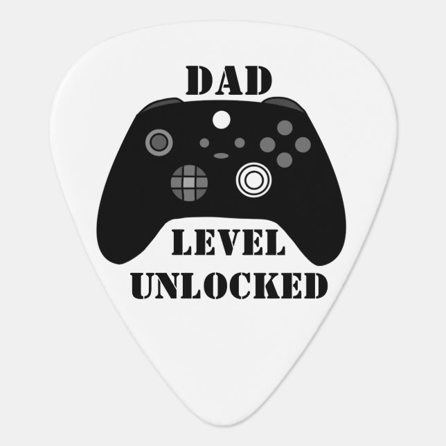 Leveled Up to Dad | Pregnancy Announcement Guitar Pick (Front)