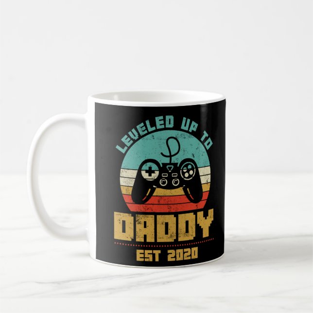 Leveled Up To Daddy 2020 Dad To Be Baby Announceme Coffee Mug (Left)