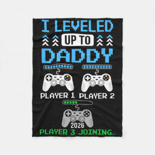 Leveled Up To Daddy Again Funny Funny Gamer Dad Es Fleece Blanket