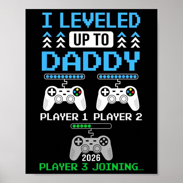 Leveled Up To Daddy Again Funny Funny Gamer Dad Es Poster (Front)
