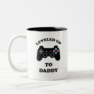 Leveled Up To Daddy Gamer Dad 1st Father's Day Two-Tone Coffee Mug